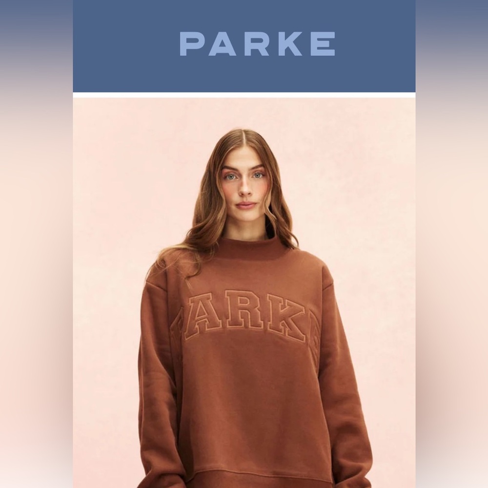 Parke NWT Mocha Mockneck Sweatshirt - Picture 1 of 2